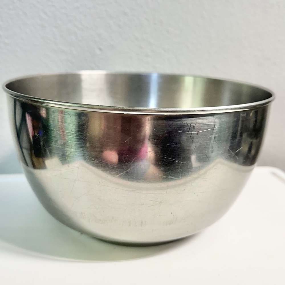 Vtg Stainless Steel Mixing Bowl 8.5" x 4.75" USA Heavy Duty Kitchen Baking Bowl